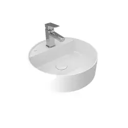 Çanakkale Seramik Smartedge Lavabo + Sifon Set Yuvarlak Parlak Beyaz