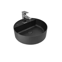 Çanakkale Seramik Smartedge Lavabo + Sifon Set Yuvarlak Mat Siyah